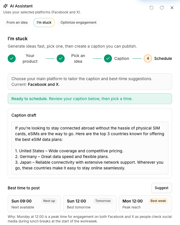 Starts from context preview